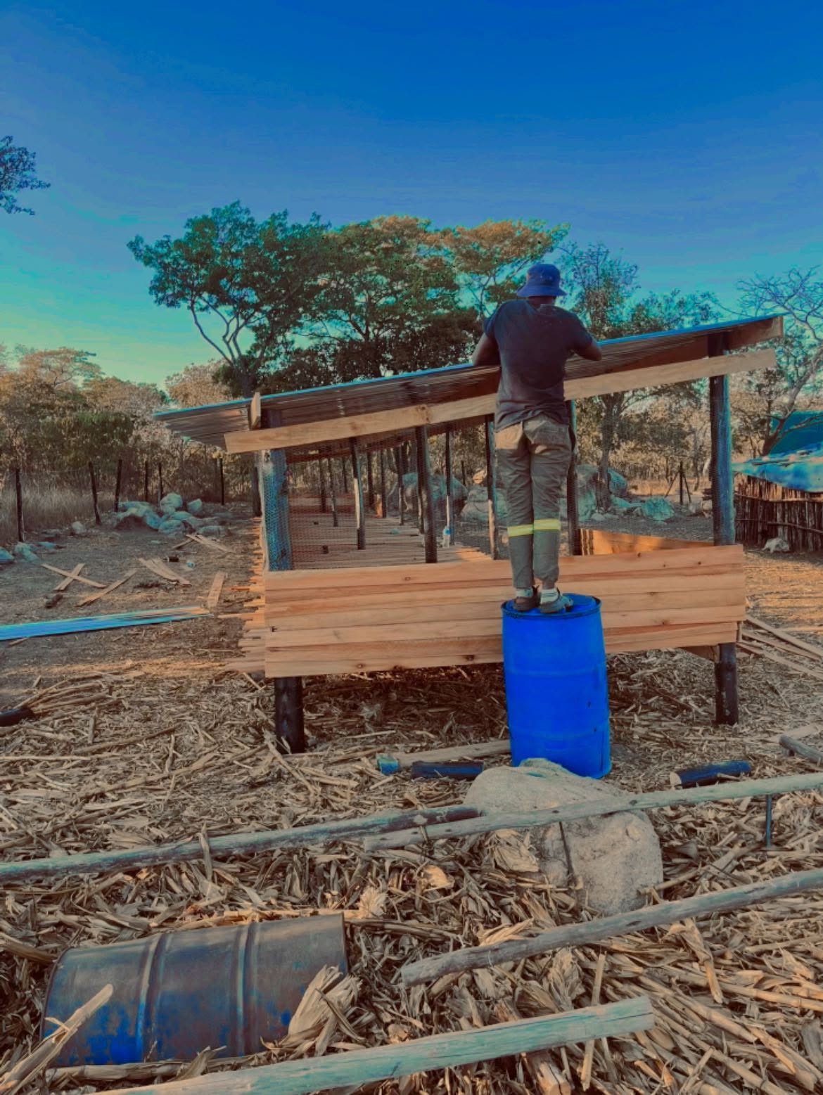 Livestock pen fabrication on-site